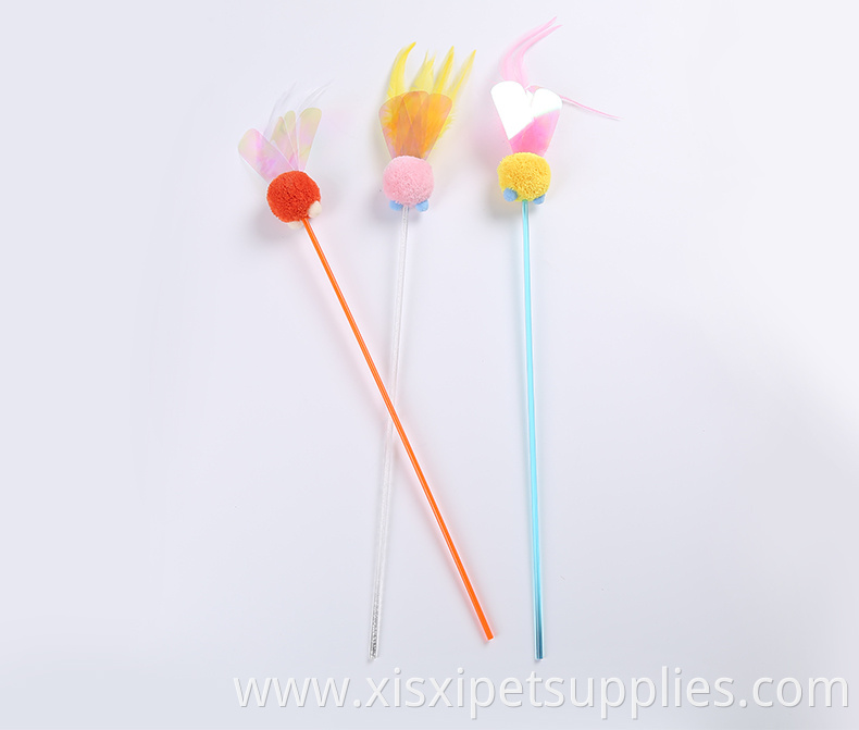 new Flower Style Cat Feather Teaser Wand Cat Stick Cat Teaser toy